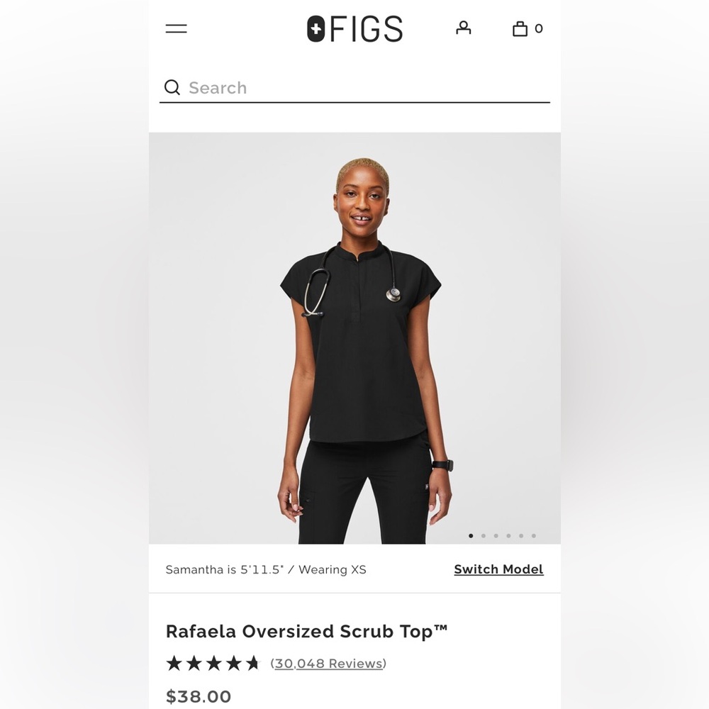 Women’s Black FIGS Set (M/LP): Rafaela Scrub Top + Joggers